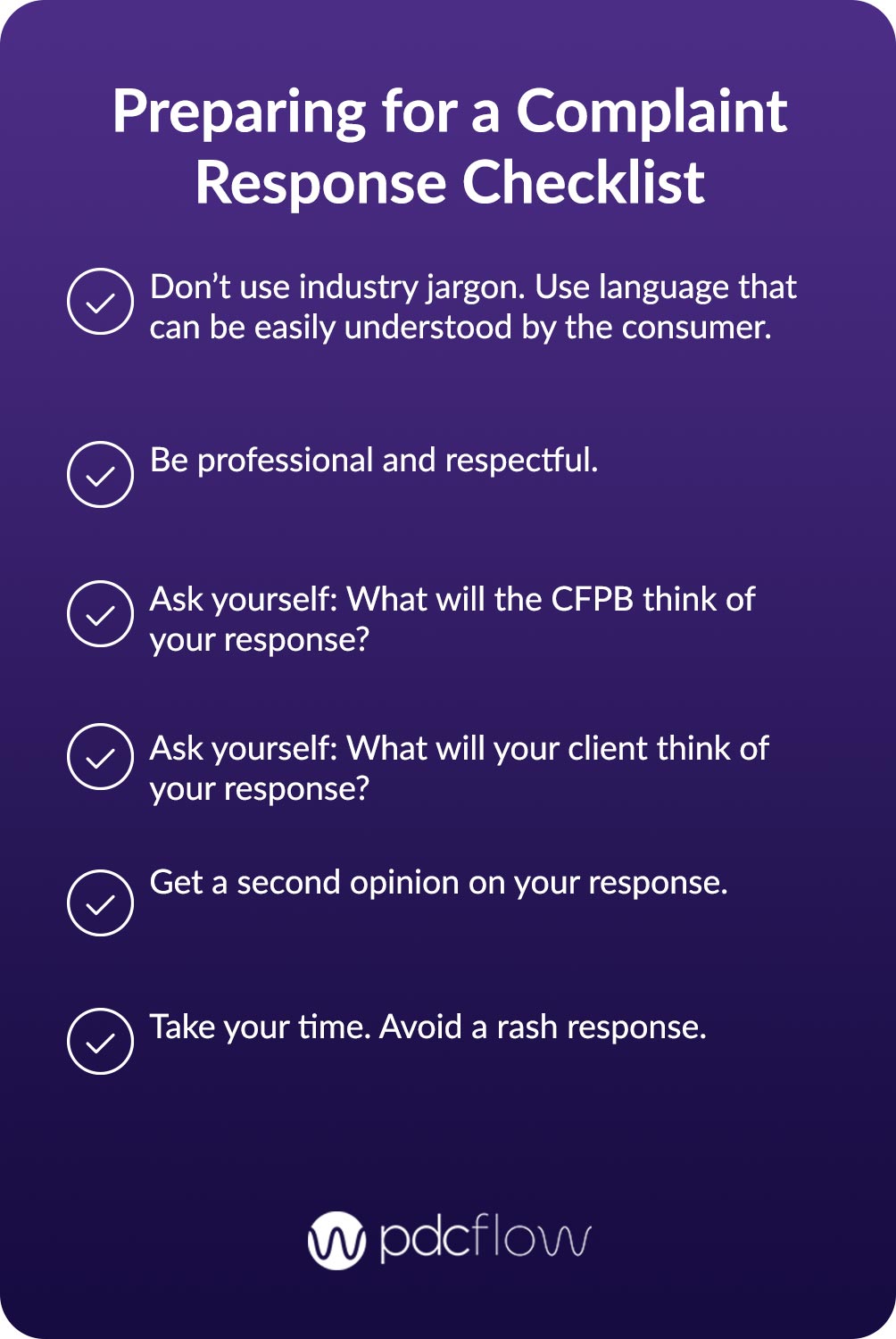 Preparing for a CFPB Complaint Response Checklist