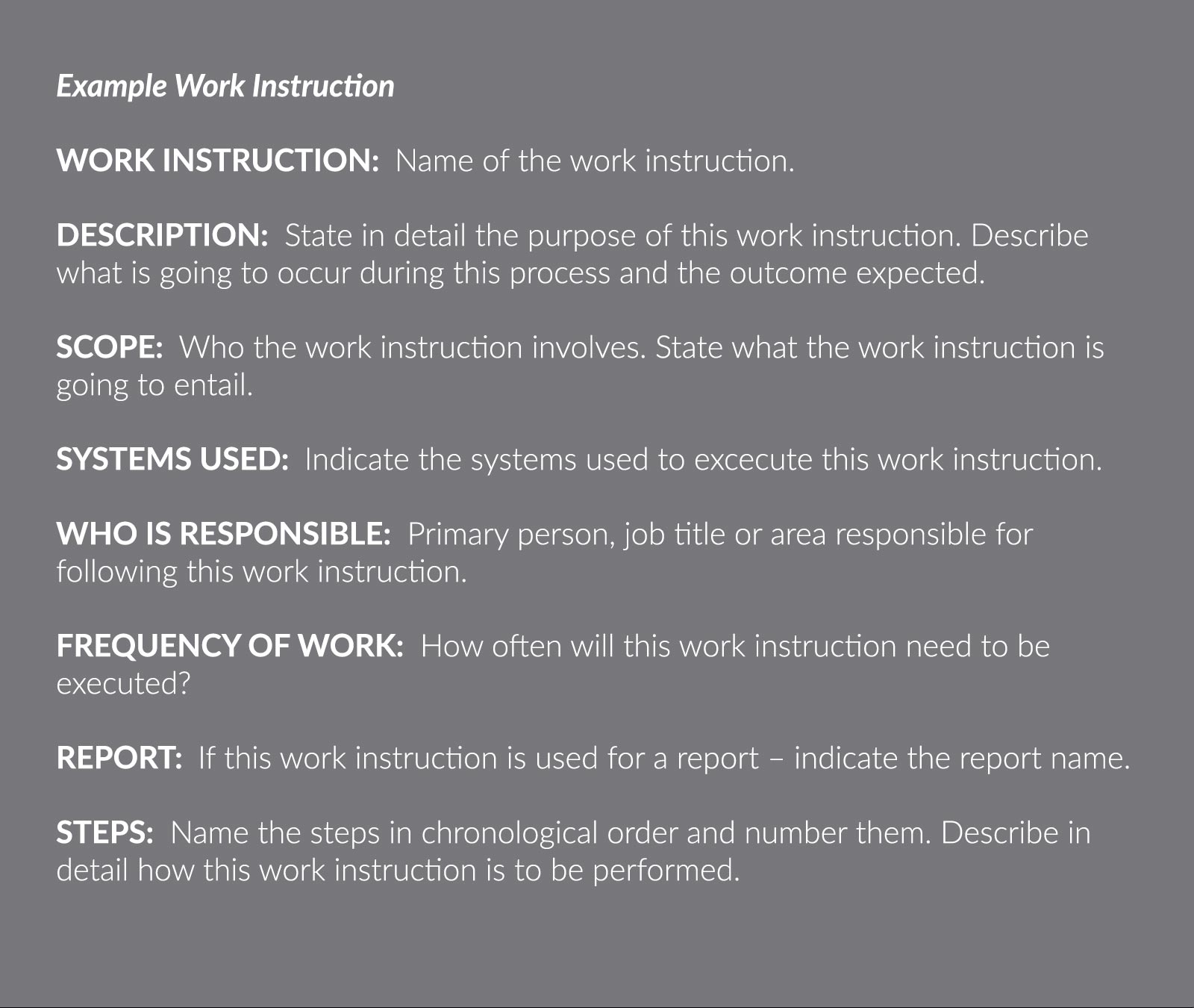 Example Work Instruction