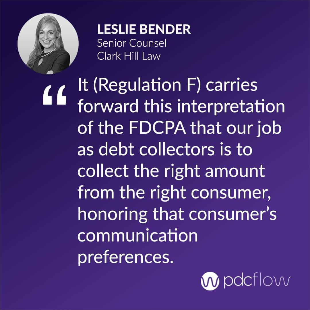 Leslie Bender Quote on Regulation F