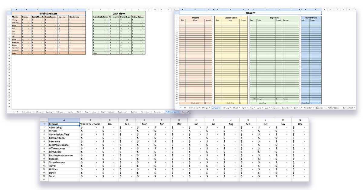 Profit and Loss Statements Basic Bookkeeping Spreadsheet