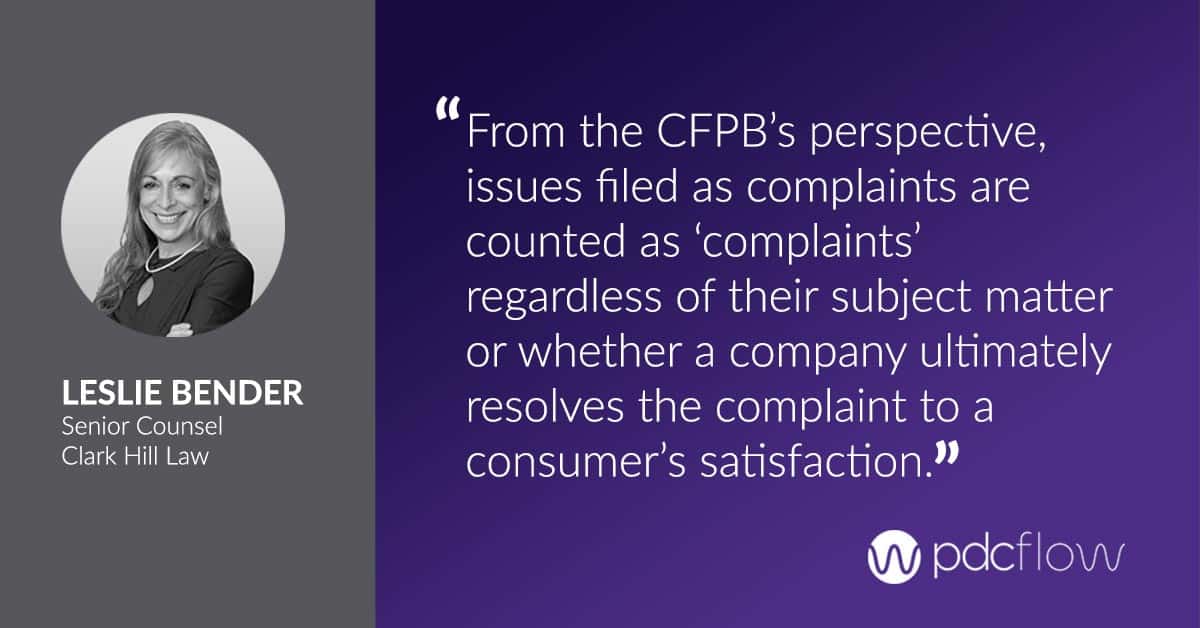 Leslie Bender Quote on CFPB Complaints